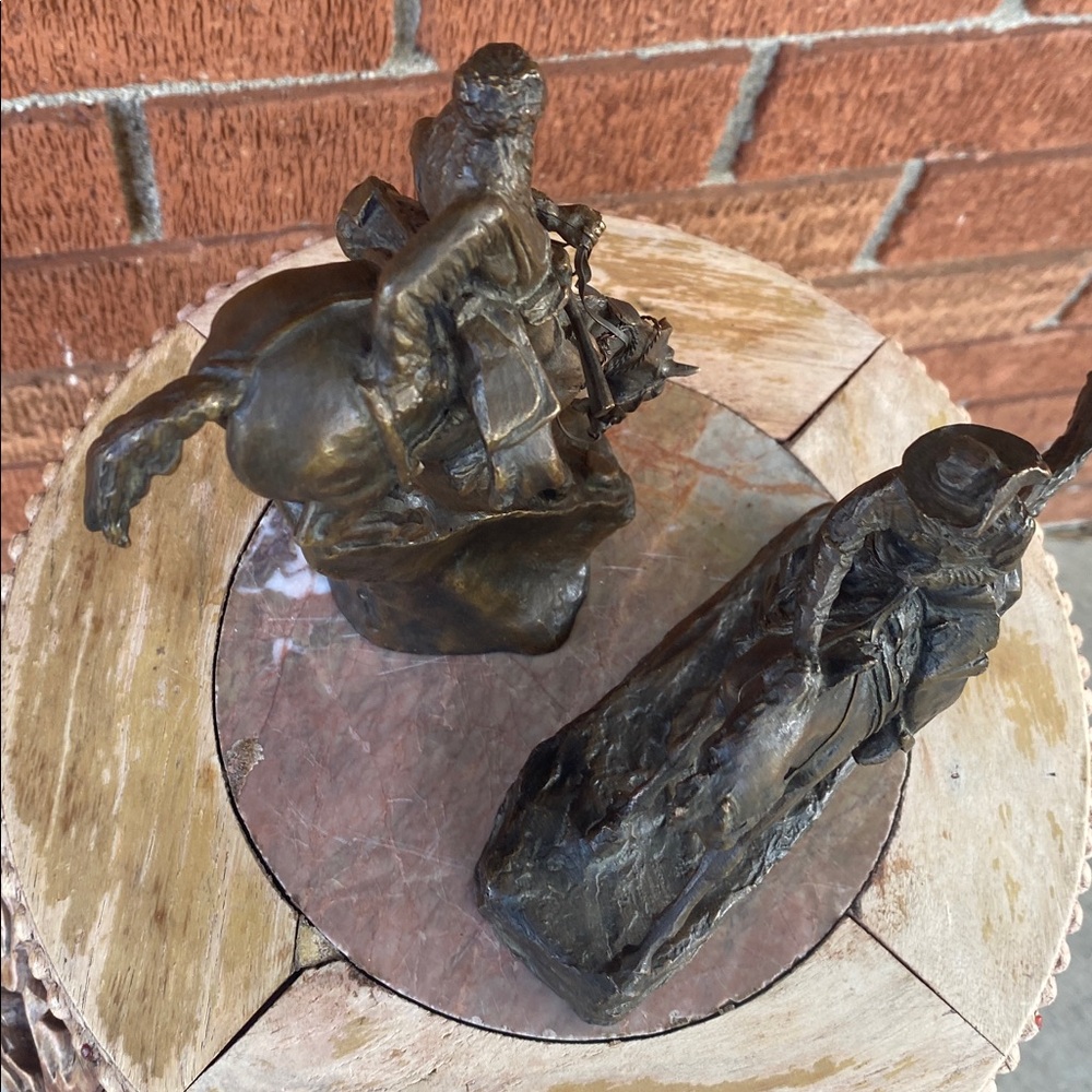 🐎FRANKLIN MINT Remington “The Mountain Man” &”THE COWBOY”Bronze Sculpture 🐎1988 - Picture 13 of 15